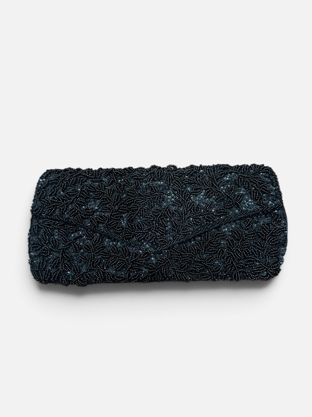Elegant Beaded Evening Clutch Bag in Black. Sequins. Wedding guest. Party.